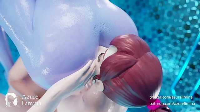 Overwatch futanari shower threesome with D.va, Widowmaker and Mercy