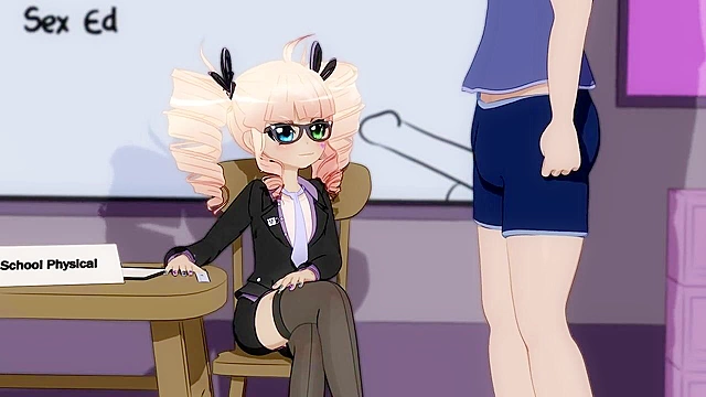 Cute teen fucks a big dick in the classroom while live streaming