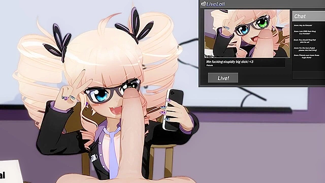 Cute teen fucks a big dick in the classroom while live streaming