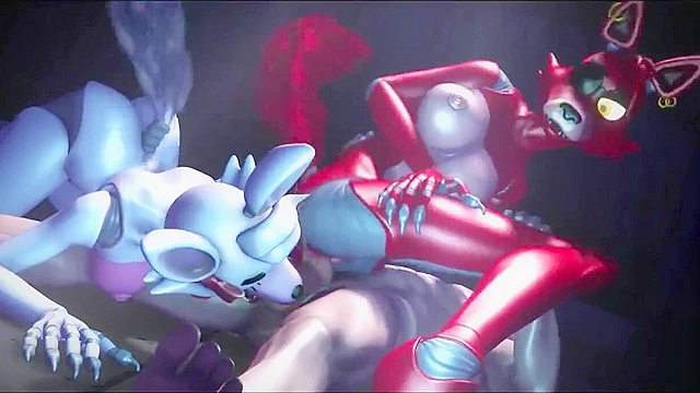 Strange furry beasts with lots of make up engaged in 3some