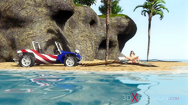 Big titty brunnette gets pounded outdoors on the beach