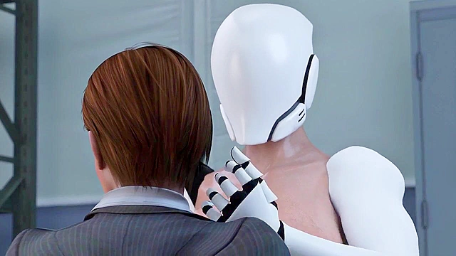 Busty futanari robot hard fucks scientist and fills her pussy