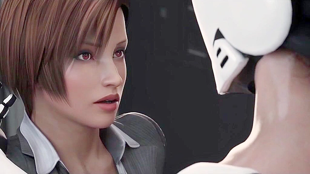 Busty futanari robot hard fucks scientist and fills her pussy