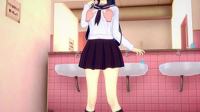 Naruto fucks Hinata's tight pussy for the first time in the bathroom