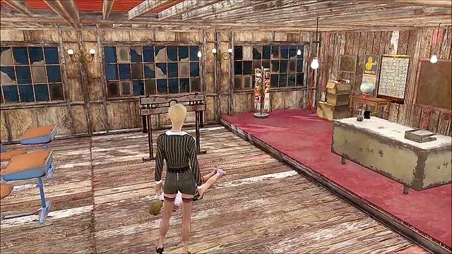 Fallout 4 schoolgirl is fucked in stocks with anal sex