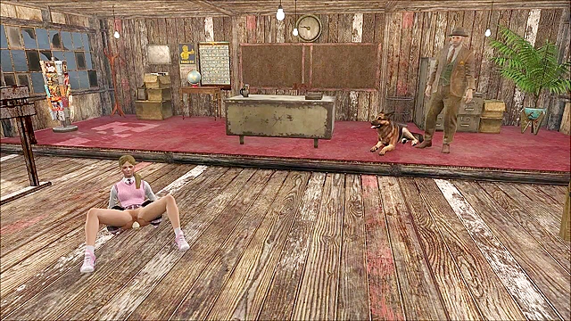 Fallout 4 schoolgirl is fucked in stocks with anal sex