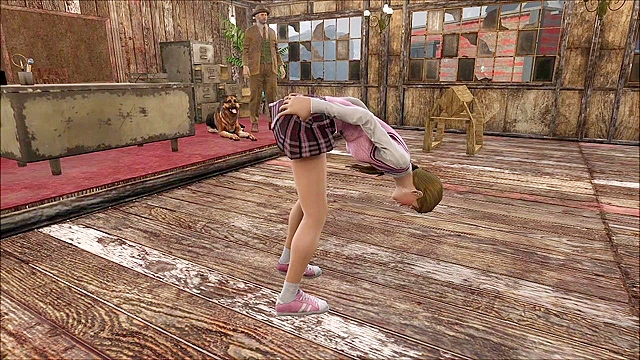 Fallout 4 schoolgirl is fucked in stocks with anal sex
