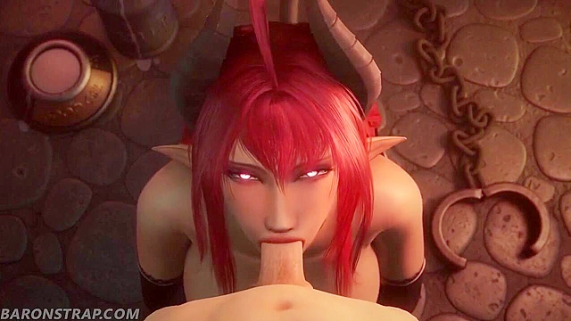 Pet succubus gives nasty deepthroat blowjob