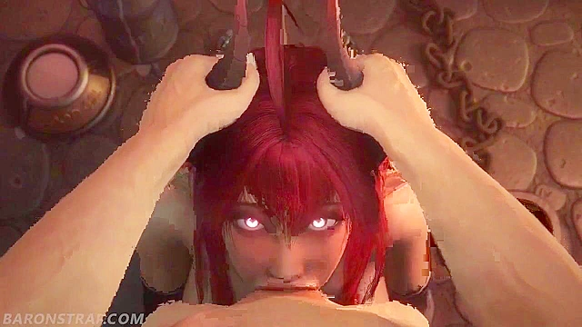Pet succubus gives nasty deepthroat blowjob
