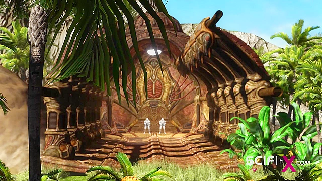 3D porn alien fucks hard a sexy blonde in her ass in the fire cave