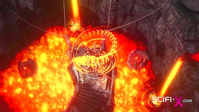 3D porn alien fucks hard a sexy blonde in her ass in the fire cave