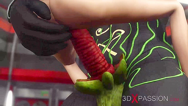 Horny young 3d blonde fucked hard by sci-fi alien anubis in her asshole