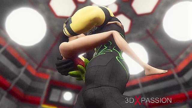 Horny young 3d blonde fucked hard by sci-fi alien anubis in her asshole