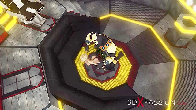 Horny young 3d blonde fucked hard by sci-fi alien anubis in her asshole