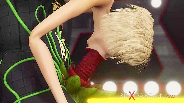 Horny young 3d blonde fucked hard by sci-fi alien anubis in her asshole