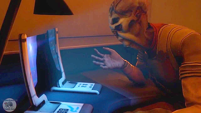 Blue Star 2 - Space girl with big tits deepthroats and gags on a freaky alien with 4 eyes