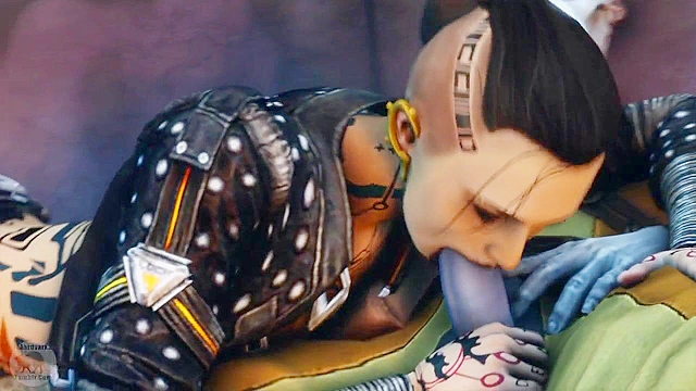 Blue Star 2 - Space girl with big tits deepthroats and gags on a freaky alien with 4 eyes