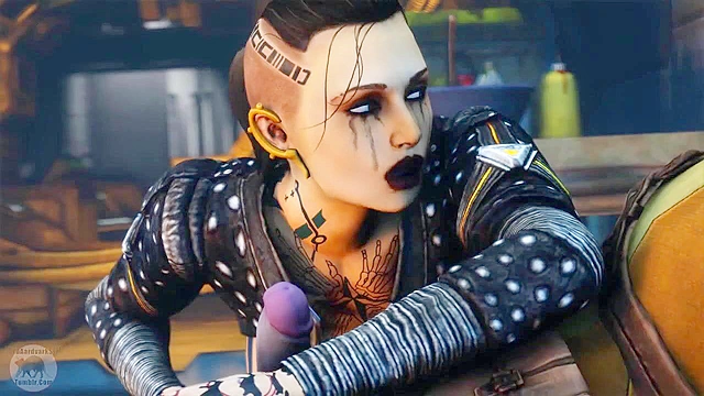 Blue Star 2 - Space girl with big tits deepthroats and gags on a freaky alien with 4 eyes