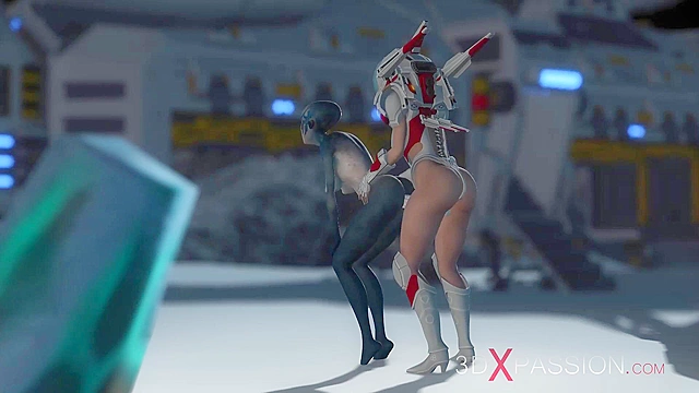 Hot sex on the exoplanet - An alien gets fucked by a spacewoman with strapon