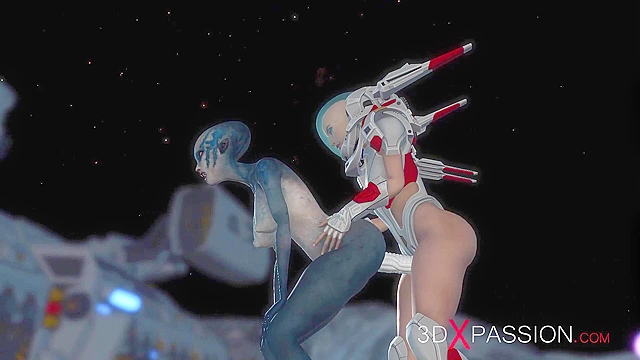 Hot sex on the exoplanet - An alien gets fucked by a spacewoman with strapon