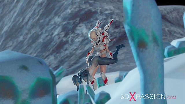 Hot sex on the exoplanet - An alien gets fucked by a spacewoman with strapon