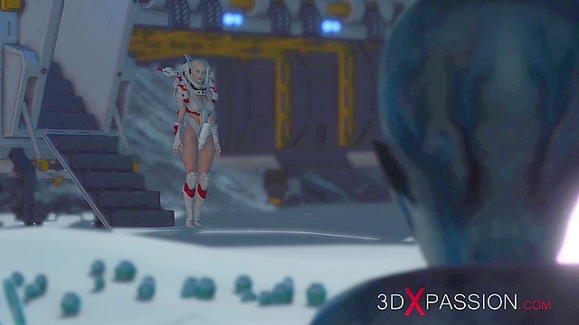 Hot sex on the exoplanet - An alien gets fucked by a spacewoman with strapon