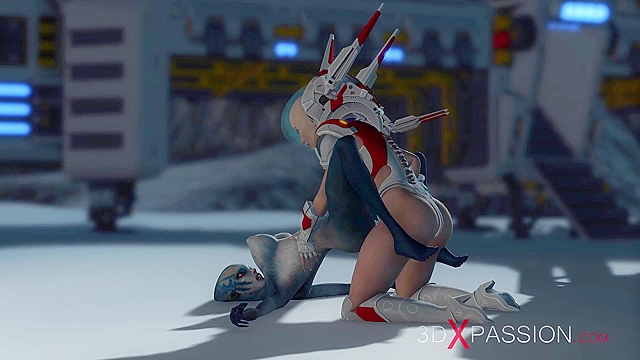 Hot sex on the exoplanet - An alien gets fucked by a spacewoman with strapon