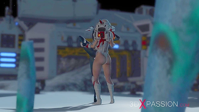 Hot sex on the exoplanet - An alien gets fucked by a spacewoman with strapon