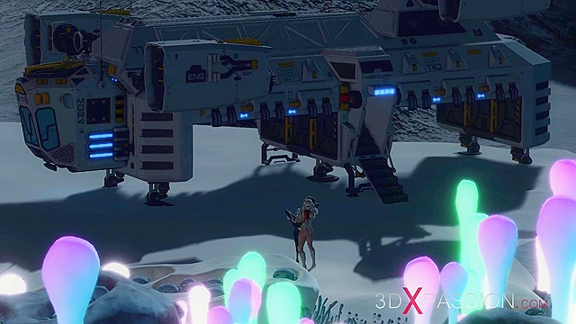 Hot sex on the exoplanet - An alien gets fucked by a spacewoman with strapon