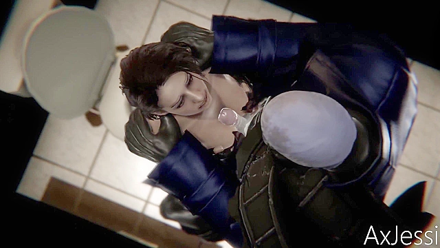 Jill Valentine gets rough anal fuck by Nemesis in bathroom