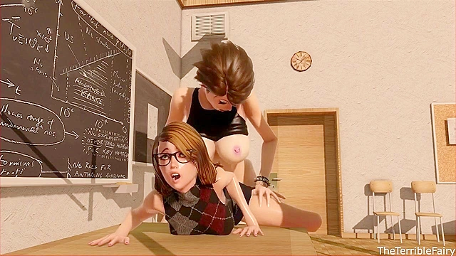 When Class is Over - Futa teacher ass fucks 3d schoolgirl in classroom