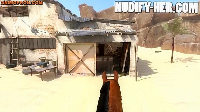 Sexy 3d cowgirl fingers and fucks a big titty slut with a strapon