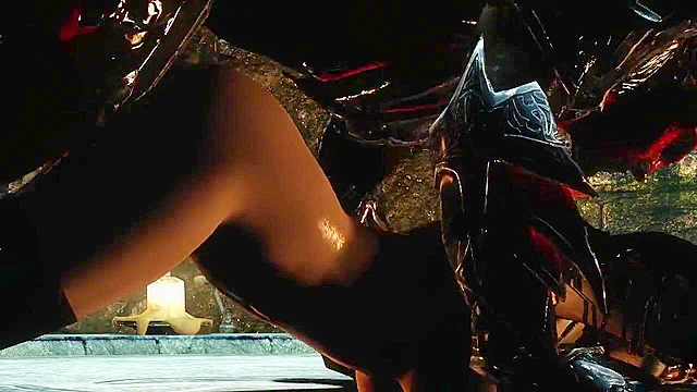 Muscular demon fucks the ass of a skyrim witch babe with his black cock