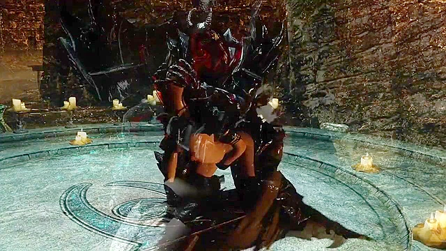 Muscular demon fucks the ass of a skyrim witch babe with his black cock