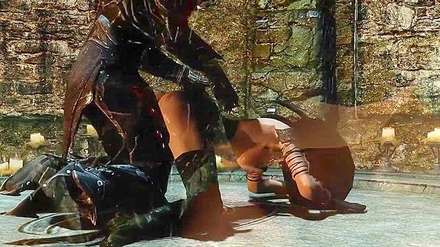 Muscular demon fucks the ass of a skyrim witch babe with his black cock