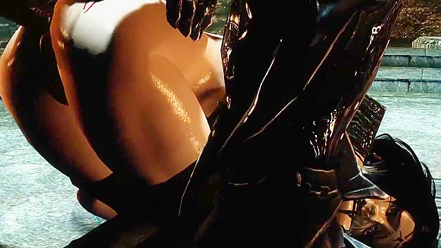 Muscular demon fucks the ass of a skyrim witch babe with his black cock