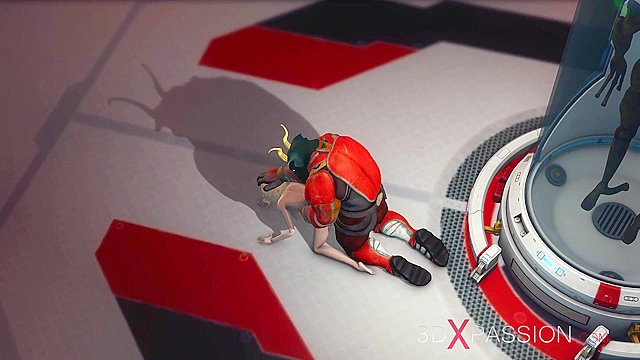 Alien monster fucks hard a young curvy blonde in her asshole with big cock