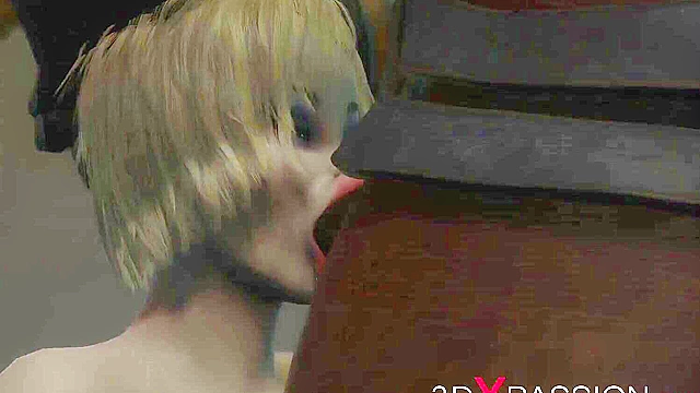 Alien monster fucks hard a young curvy blonde in her asshole with big cock