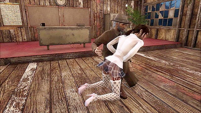 Fallout 4 - Old pervert teacher fucks schoolgirl in the ass