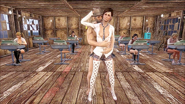 Fallout 4 - Old pervert teacher fucks schoolgirl in the ass