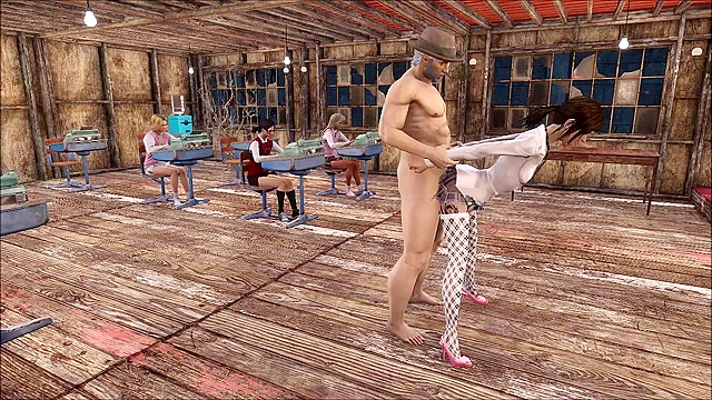 Fallout 4 - Old pervert teacher fucks schoolgirl in the ass