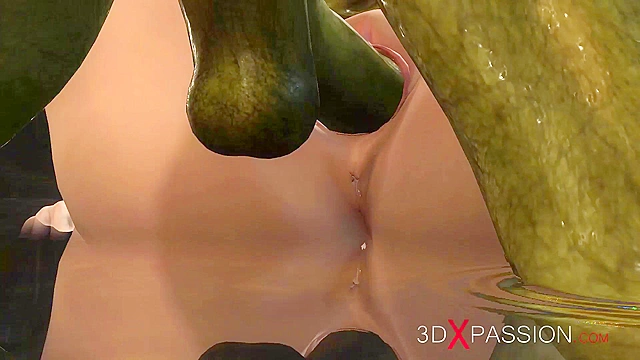 Beautiful young queen gets fucked hard by a Goggles monster in 3d porn