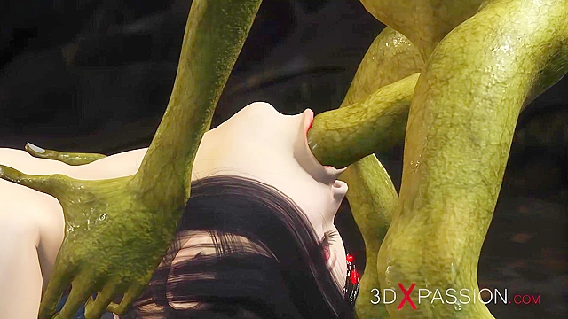Beautiful young queen gets fucked hard by a Goggles monster in 3d porn