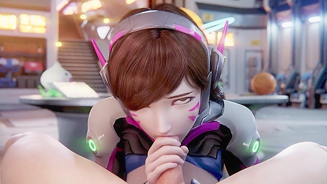 Overwatch teen Dva loves taking dick and creampies