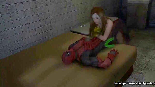 Deadpool fucks Rogue's pussy and cumshots her