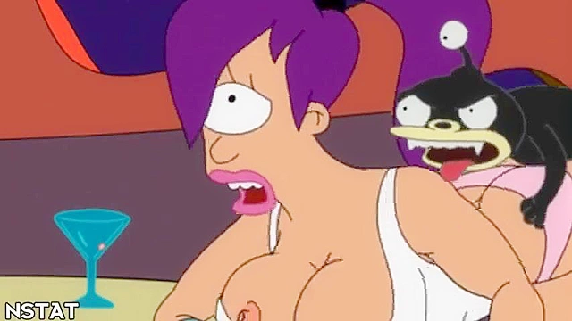 Amy from futurama rides on a cock in the middle of a party