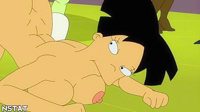 Amy from futurama rides on a cock in the middle of a party