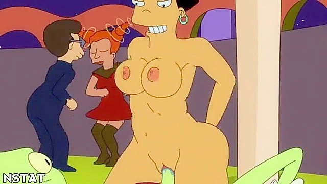 Amy from futurama rides on a cock in the middle of a party