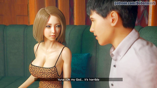 3D cheating porn - Boyfriend watches while his girlfriend fucks a huge dick to settle his debt