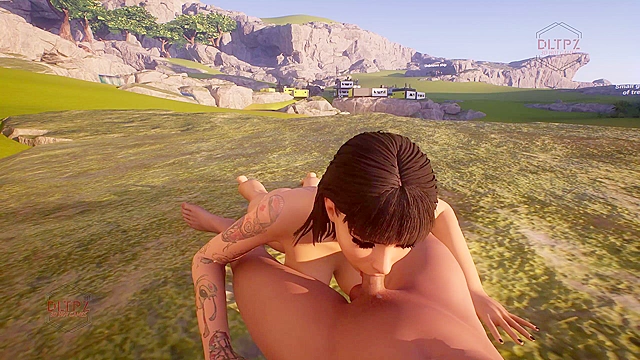 Hot tattooed 3d animated girl is fucked out in nature